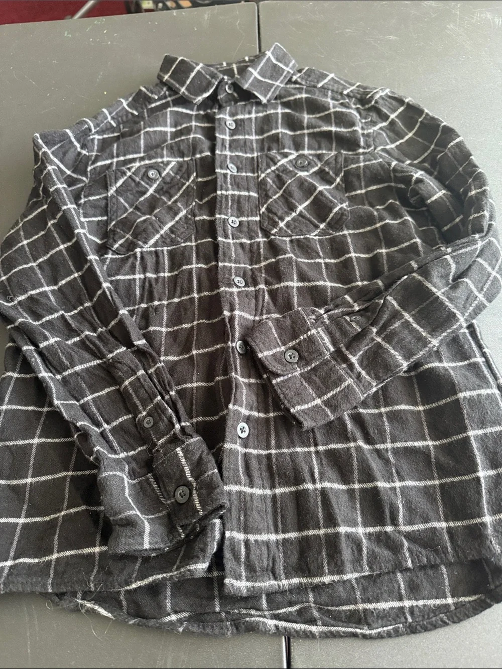 wonder nation Black Windowpane Button-Down Shirt